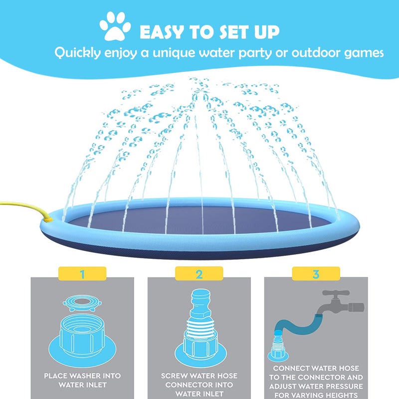 Flyboo Splash Sprinkler Pad for Dogs Kids,59â€™â€™ Thicken Dog Pool with Sprinkler,Pet Outdoor Play Water Mat Toys for Dogs Cats and Kiddie - Image 4